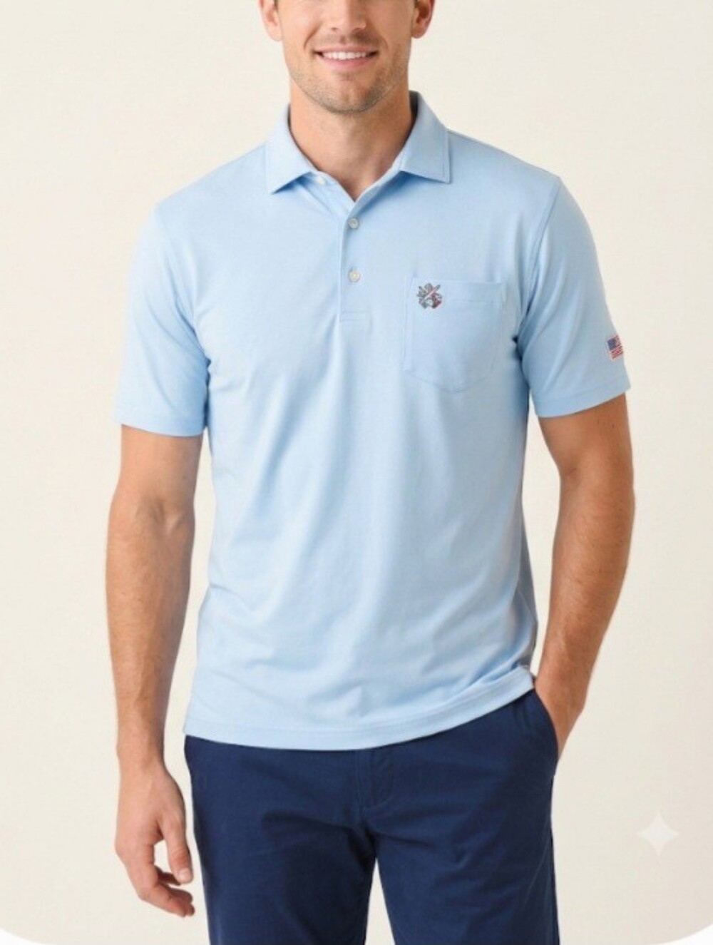 B. Draddy Light Blue Pima Cotton Golf Polo - Size M